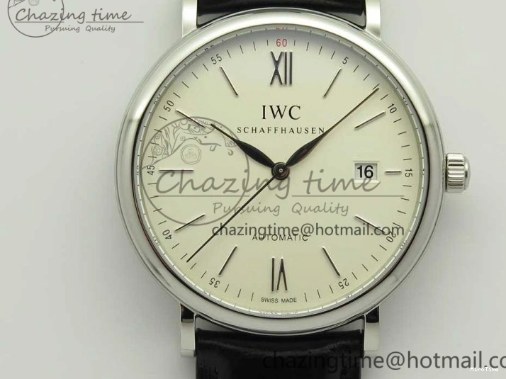 MIROTIME 0419 Portofino Automatic SS FKF 1:1 Best Edition White Dial SS Markers on Black Leather Strap A QuickDry 7138